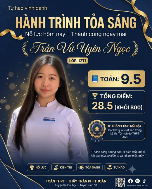 Poster vinh danh Trần Vũ Uyên Ngọc